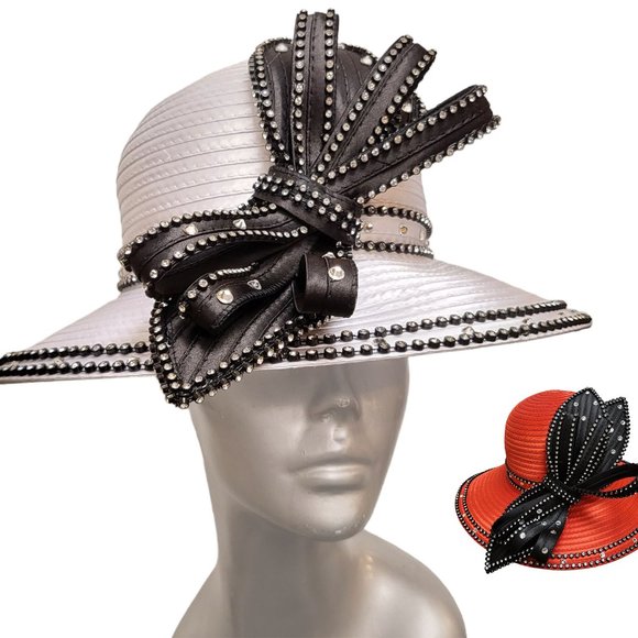 Women\'s designer couture satin ribbon hat church Kentucky derby tea party
